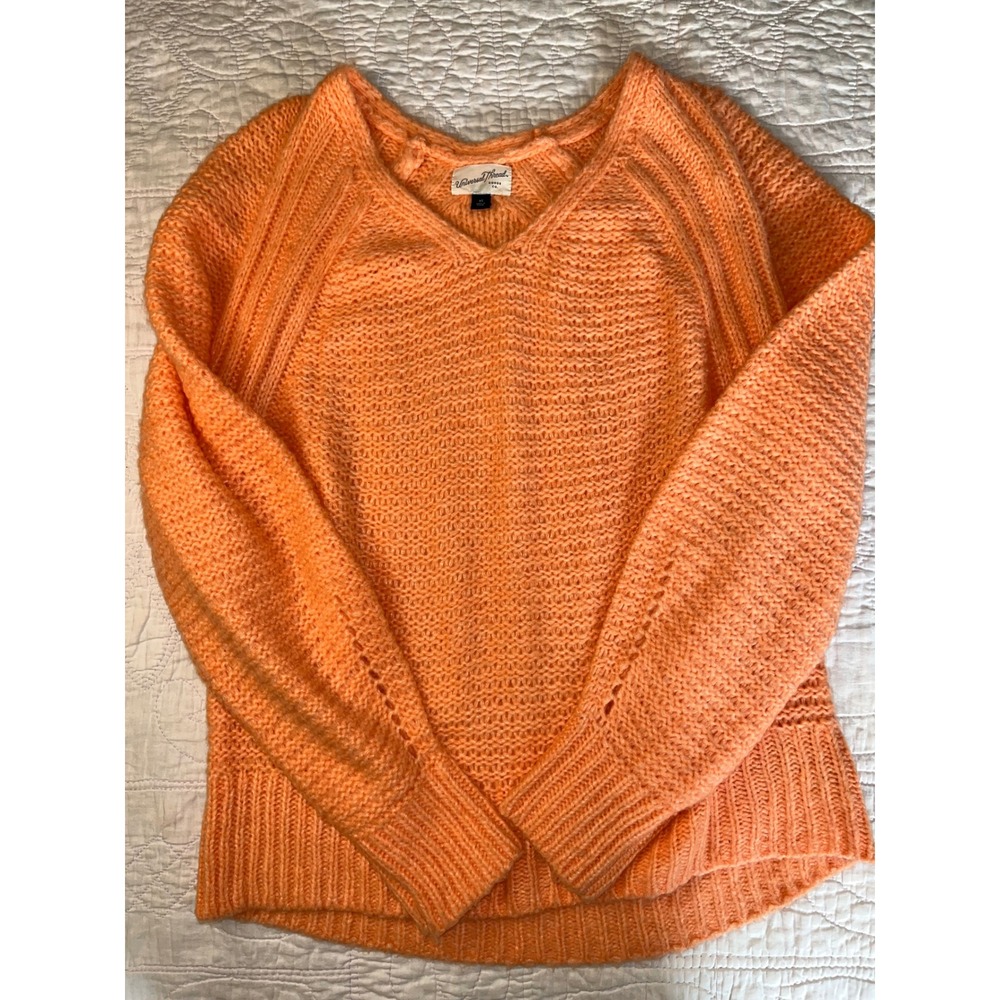 Universal Thread Womens peach V-Neck Pointelle Raglan Knit Sweater XS